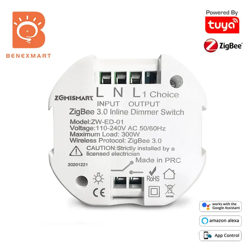 Умный встраиваемый регулятор яркости Benexmart Zigbee 3 0 работает с Tuya Smartthings Hub Alexa Google Home