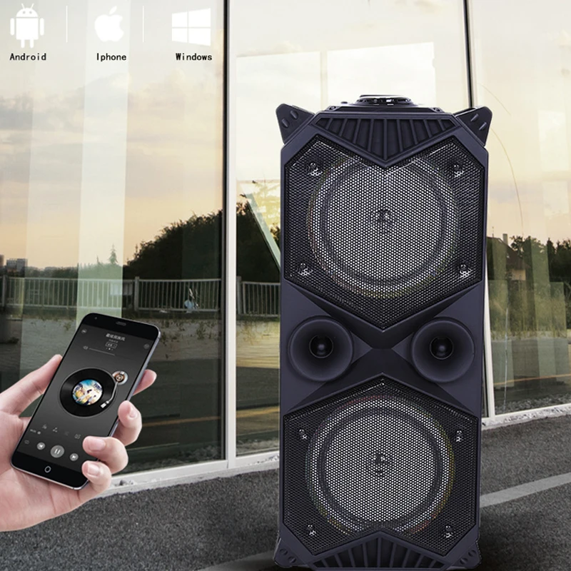Estéreo sem Fio Leitor de Música Grande Potência Alto-falante Bluetooth Subwoofer Alto Falantes Graves Pesados Suporte Microfone Rádio fm tf - Image 5