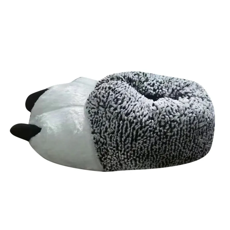 Серый Man Women Animal Bear Paw Home Slippers Winter Warm Plush Slippers Female Thermal Soft Cotton Indoor House Shoes#40 - Цвет: Серый