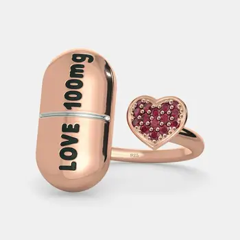 

Szjinao Love Bill Adjustable Rings For Women Rose Gold Creative Open Heart Ring 925 sterling Silver Brand Fine Jewelry 2020 New
