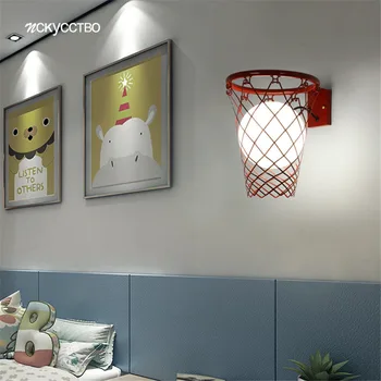 

Nordic Creative Basketball Hoop Glass Led Wall Lamp Children Bedroom Bedside Night Light Corridor Living Room Decoration Fixture