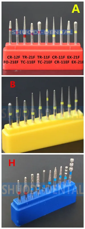 10 шт стоматологический скоростной дрель Bur дезинфекции Diamond полировки дробилки средство для полировки для зубов Фарфор Керамика - Цвет: 3 sets A B H