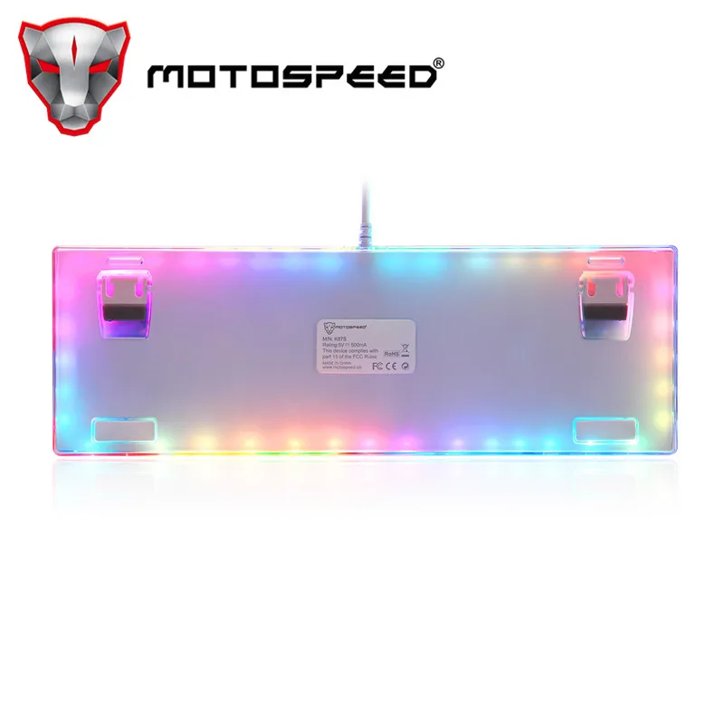 Motospeed K87S ABS USB2.0 Проводная Механическая клавиатура с RGB подсветкой синий переключатель для компьютерных игр и завязывания белый 1,8 mCable