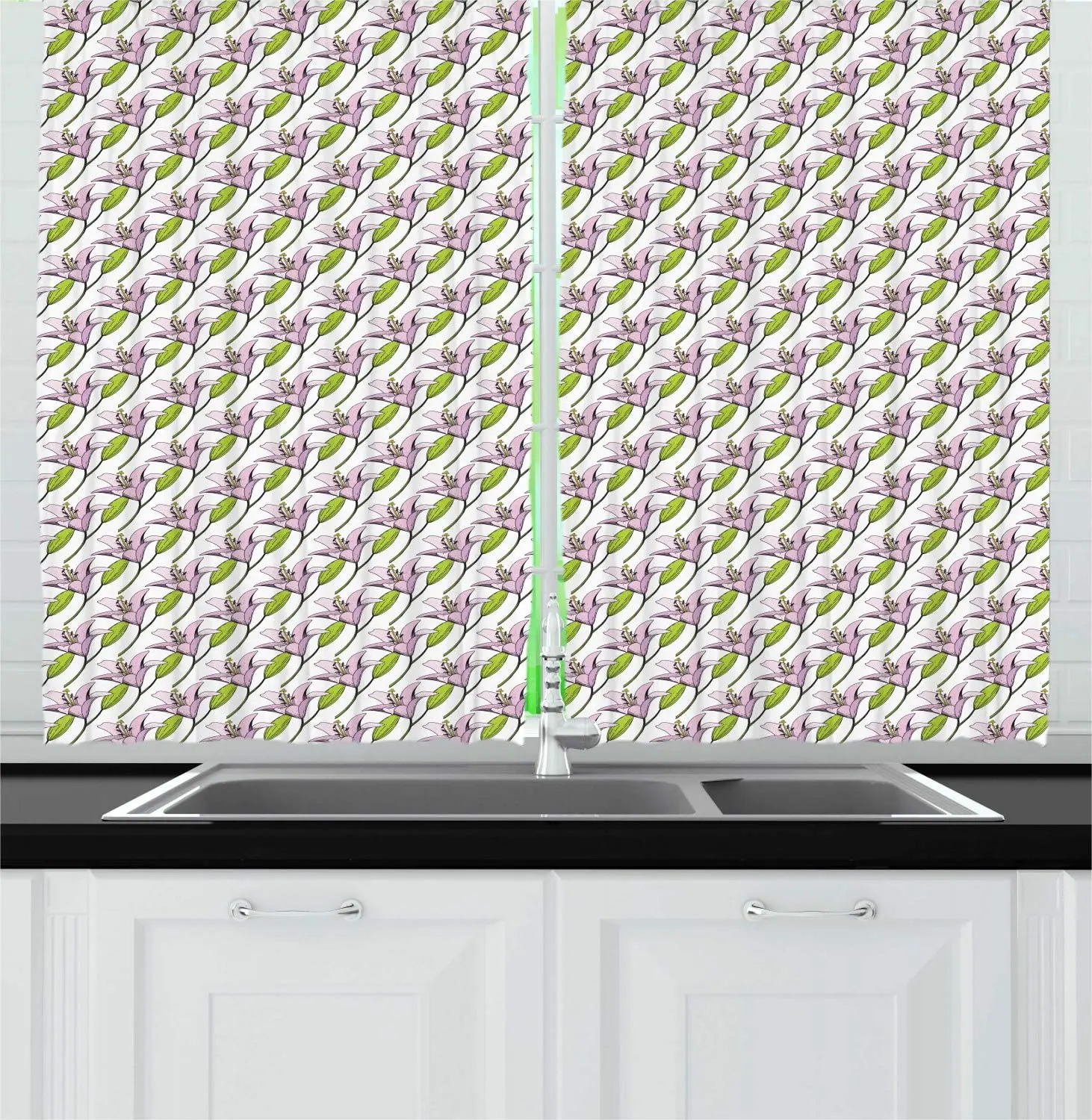 Кухонные шторы Apple Green Baby Pink с цветочным принтом цифровым генератором крупного