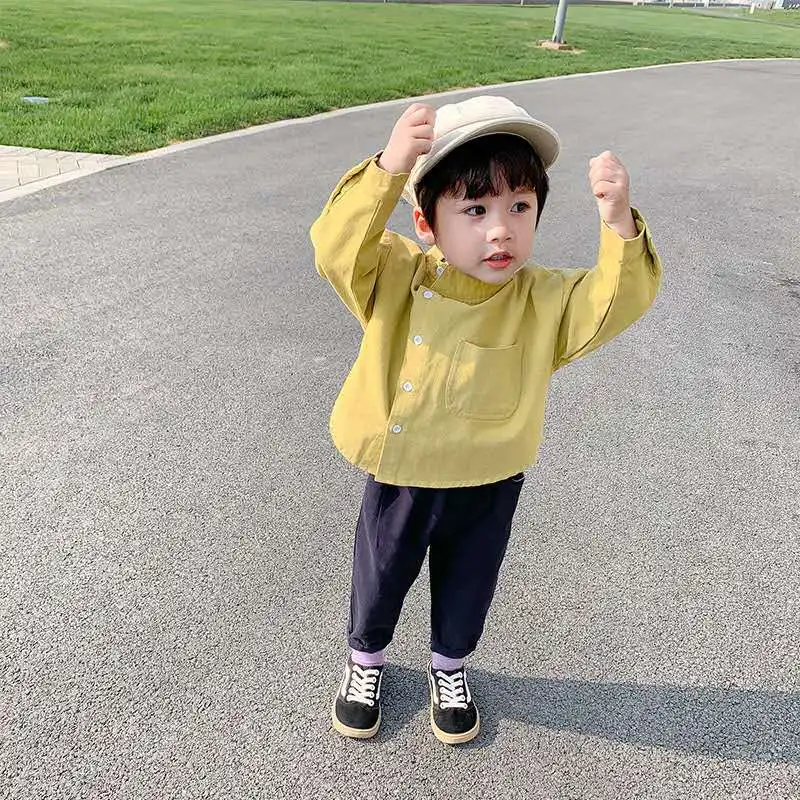 Children'S Boys' Shirts Spring And Autumn New Children'S Long-Sleeved Shirt Baby Autumn Tops