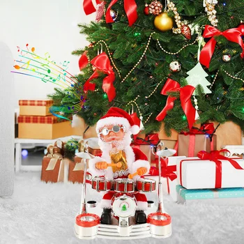 

Electric Santa Claus Dolls Saxophone Toys Playing Piano Music Kids Guitar Drum Toy Baby Vocal Educational Christmas Decorations