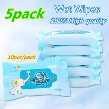 

5pack Disposable Non-Woven Wet Wipes Portable Skin Cleaning Care Baby Kids Hand Cleaning Paper First Aid Cleaning