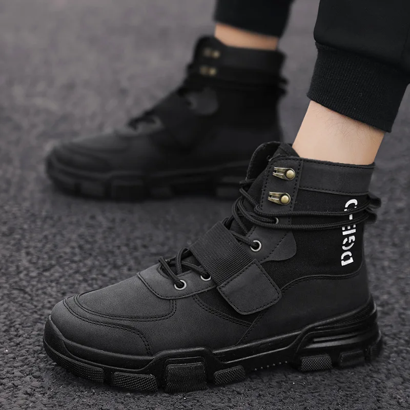 

Autumn & Winter Men High Shoes Desert Ankle Boots Men's Canvas Trend Workwear Combat Boots Versatile England Martin Boots Men's