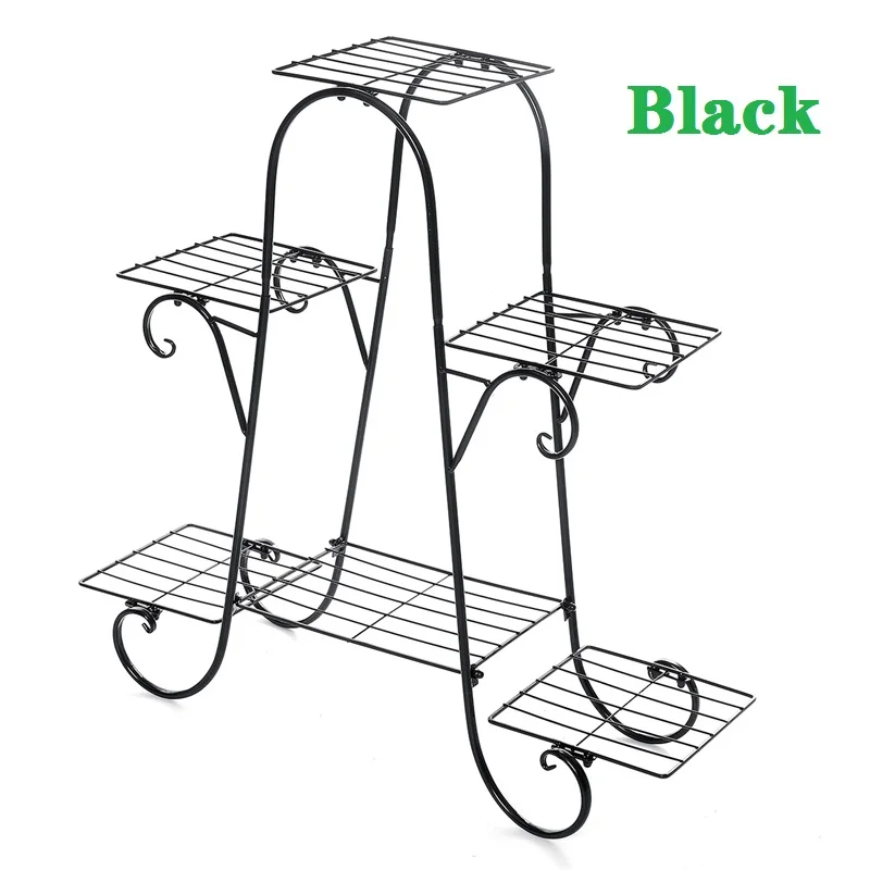 Подставка для цветов из 3/4/6/7 слоев Крытый многоэтажных цветок стойки напольные Гостиная балкон цветочный горшок полки 4 типа - Цвет: 6 Layers Black