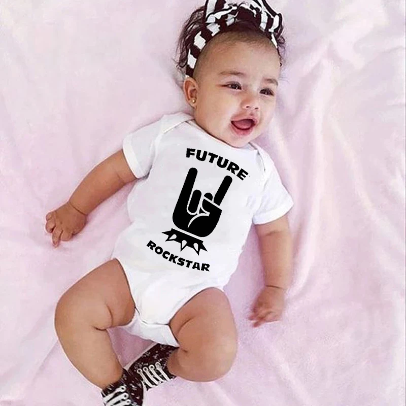 

Future Rockstar Pattern Baby Romper Newborn Clothes Baby Boys Girls Summer Infant Jumpsuit Outfit Casual Toddler Clothes 0-24M