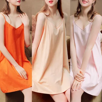 

Sexy Nightdress Deep V cotton Sleepwear Women Lingerie nightie Nightgown Sleeveless Sling Nightwear Home Dress