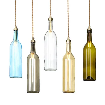 

Industrial style creative beer bottle pendant lamp, living room, bedroom lighting, cafe bar table, pure copper chandelier