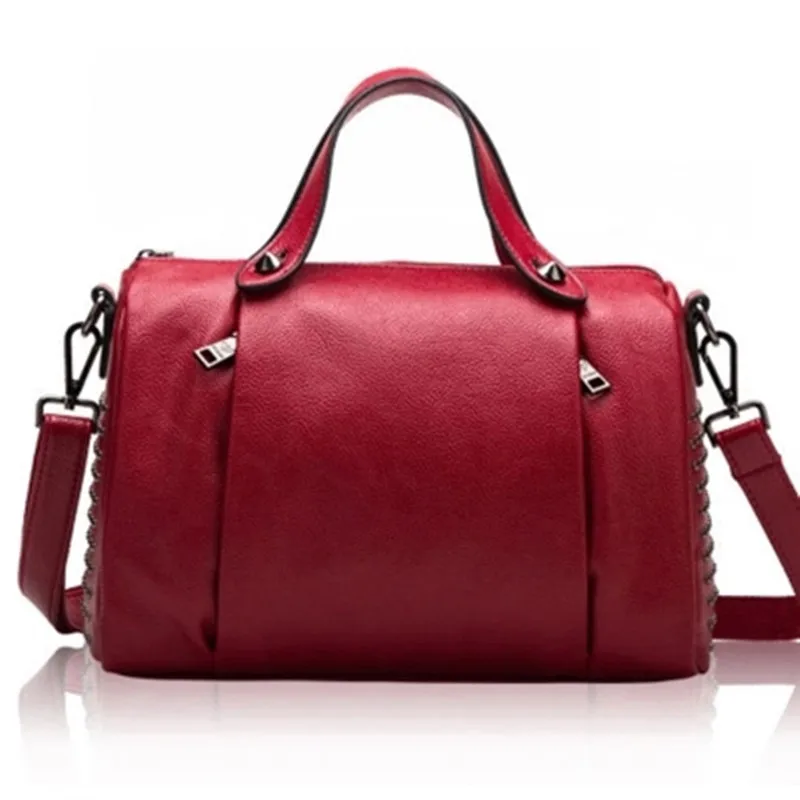 

New Genuine Leather Lady Bag Rivet Cowhide Pillow Bag Single Shoulder Handheld Lady Bag Inclined