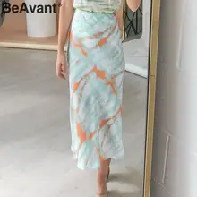 BeAvant Женская юбка миди с принтом Tie dye, осенняя эластичная Женская юбка с высокой талией, элегантная уличная женская юбка, вечерние юбки для клуба