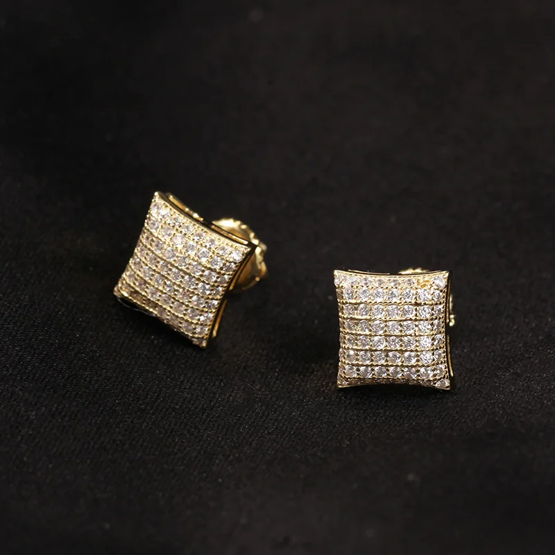 ピアス Luxury Street Wear ICE Silver 925 Earrings D unisexual Amazon.com: Round Unisex 14K Yellow Gold Plated 925 Sterling