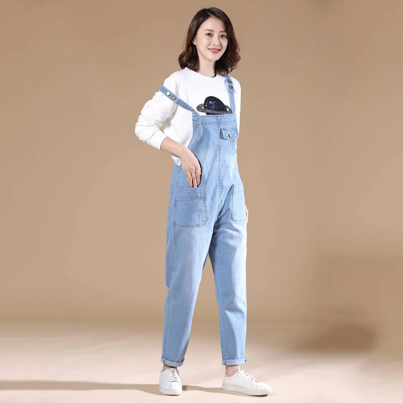 Denim jeans women Casual Fashion Suspenders Pants Loose Pocket Harem Brand Overalls Shoulder Straps Big L-5XL 6XL 7XL 8XL armani jeans