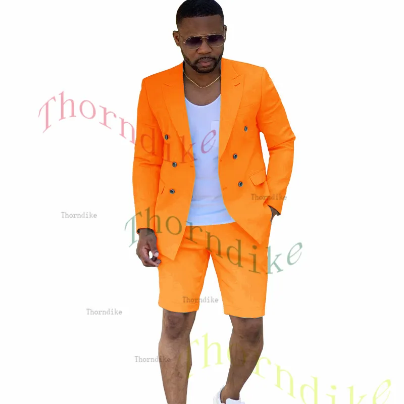 Thorndike Newest Men Suits 2 Pieces Fashion Khaki Wedding Suits For Men Plus Size Blazer Dress Groom Tuxedo Jacket T1366