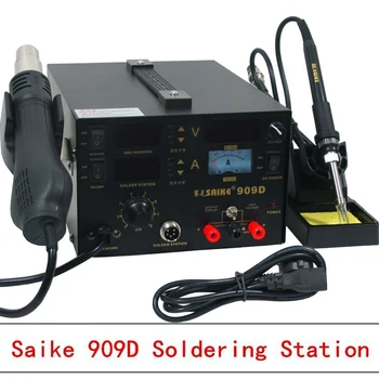 

SAIKE 909D 220V 3 in 1 SMD SMT Hot Air Rework Heat Gun + Soldering Iron + Power Supply Solder Station Welding Repair