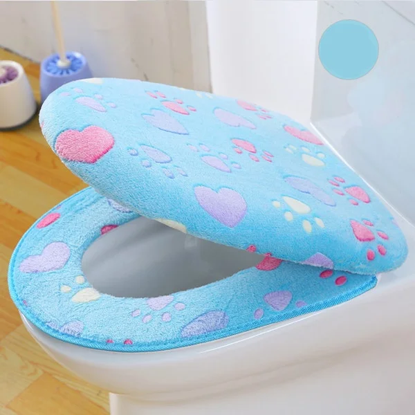 blue Роскошный чехол для унитаза из плотного бархата кораллового цвета, мягкий теплый чехол для унитаза из двух частей, водонепроницаемый чехол для унитаза - Цвет: blue
