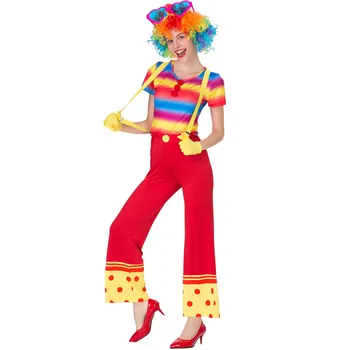 

HOT Selling Classic Carnival Costumes Candy Color Clown Cosplay Dress up Fairy Halloween Clown Costumes For Women