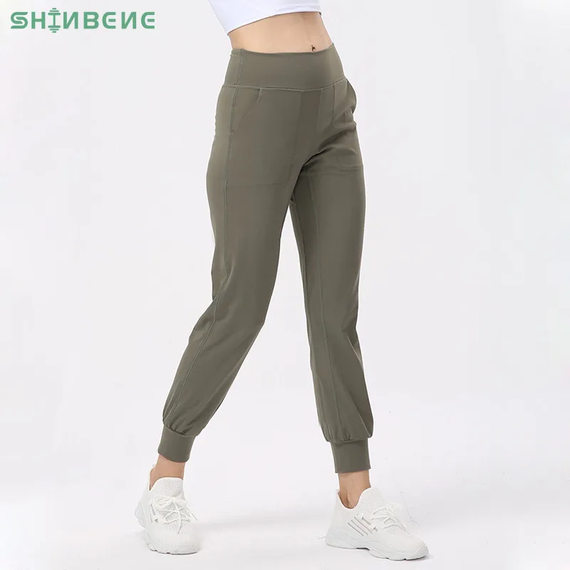 

SHINBENE High Waist Squatproof Fitness Joggers Yoga Pants Women Stretchy Running Workout Sport Trousers with Two Side Pocket
