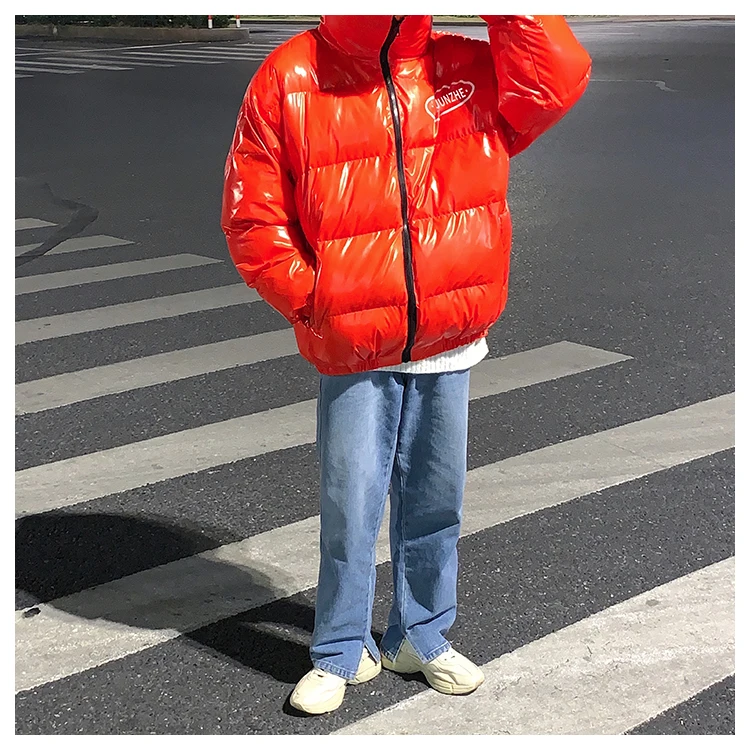 LAPPSTER Japanese Streetwear Winter Jacket Mens Glossy Hip Hop Bubble Coat Parkas Oversized Korean Warm Red Jackets Coats