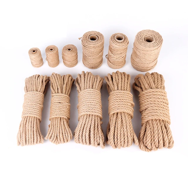 16mm Jute Hemp Rope Natural Thick Rope Craft Twine for Gardening Bundling  Camping Decorating