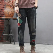 Зимние женские джинсы в стиле ретро, плотные флисовые теплые джинсовые штаны, новые Выбеленные винтажные Лоскутные повседневные брюки с эластичной талией