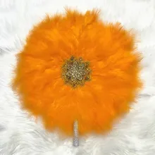 1 шт. двухсторонний веер с перьями оранжевое перо для свадебного украшения Африканский веер с камнями танцевальный Реквизит Высокое качество