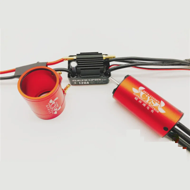 3674-2200kv-120A 1 комплект модели лодки CYS красная серия ESC/электрооборудование/куртка с водяным охлаждением DIY запасные части для радиоуправляемой сверхзвуковой модели корабля - Цвет: 3674-2200kv-120A