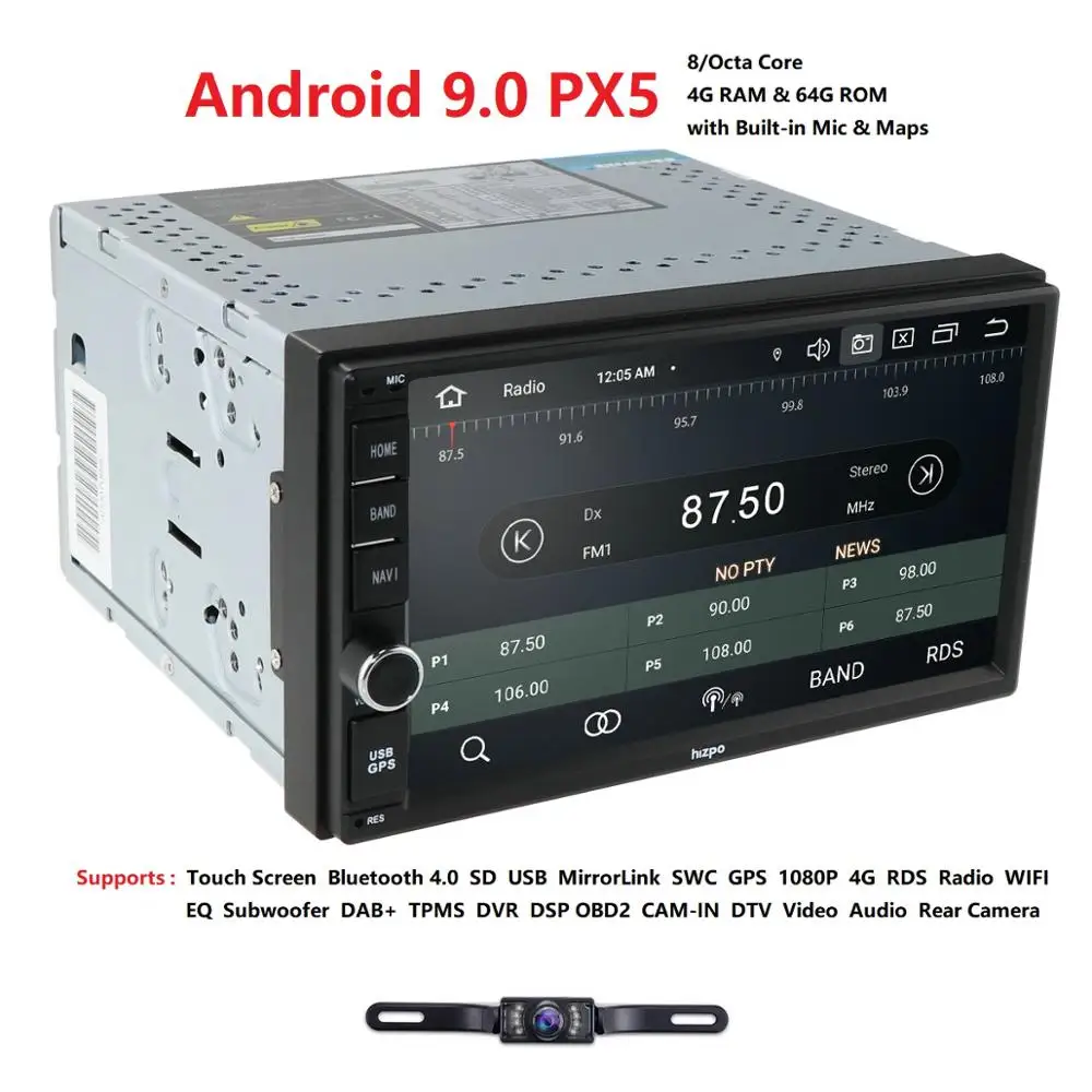 Cheap OctaCore Pure Android9.0 Auto Radio Car NODVD Player Car PC Tablet Double 2din 7