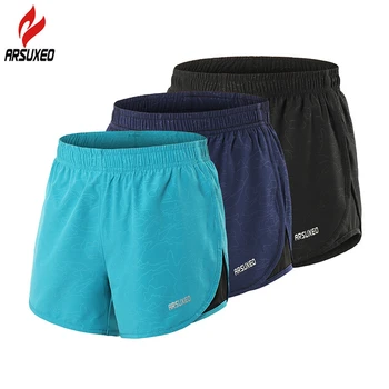 ARSUXEO Summer Running Shorts women 2 in 1 Breathable Jogging Marathon GYM Fitness Sport Shorts with Liner and Zipper Pocket 2