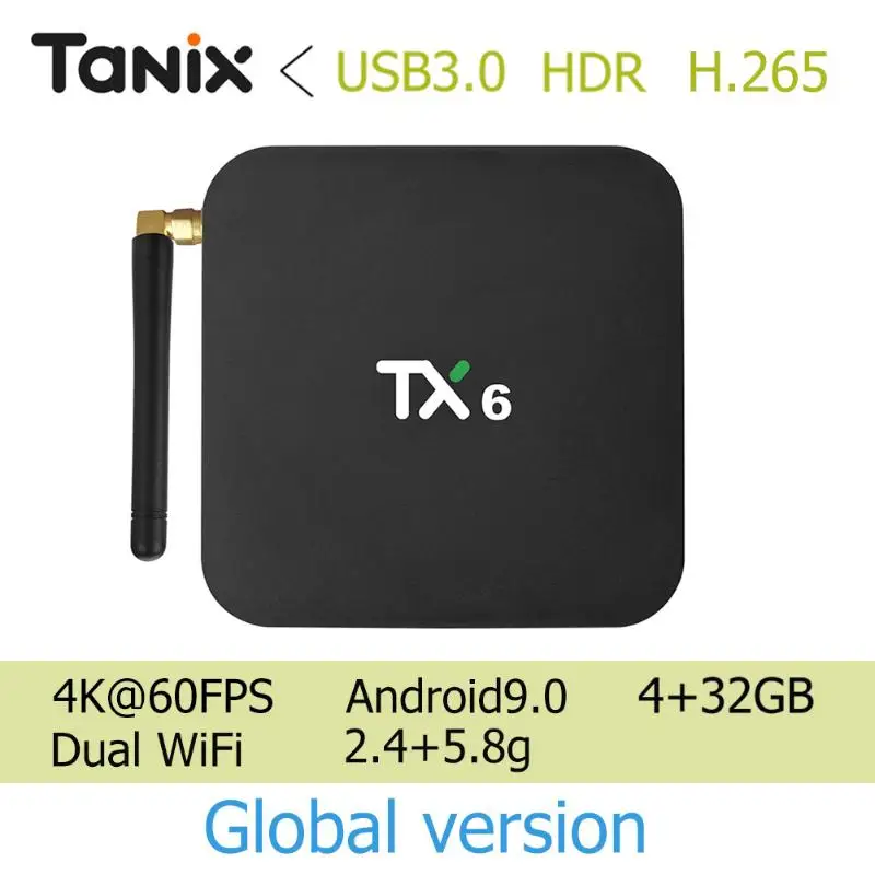 Tanix TX6 Android 9,0 tv Box Allwinner H6 Четырехъядерный 4G+ 32GB wifi BT телеприставка TX6 медиаплеер 4K IP tv Smart box телеприставка