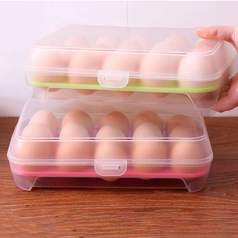 

Portable 15 Cell Egg Storage Box Practical Egg Refrigerator Fresh Box Eggs Holder Case Kitchen Food Storage Container 24x15x7cm