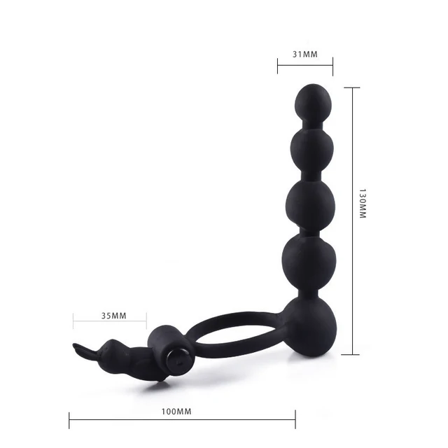 GUIMI Silicone Cock Ring With Anal Bead
