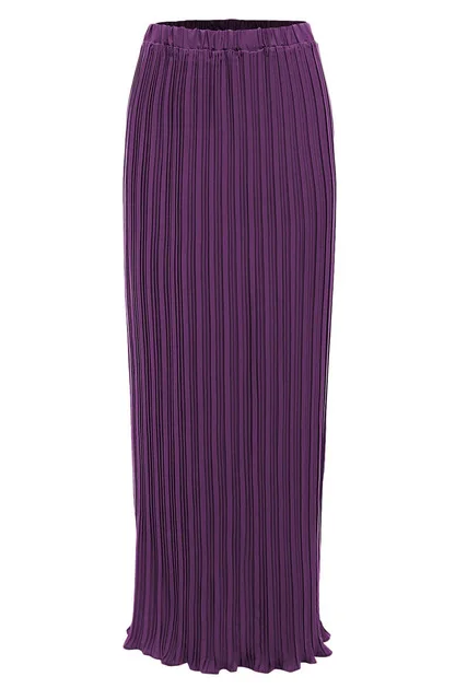 Макси мусульманские женские плиссированные юбки модные элегантные повседневные с воланами полудлинные юбки SK9017 - Цвет: Purple