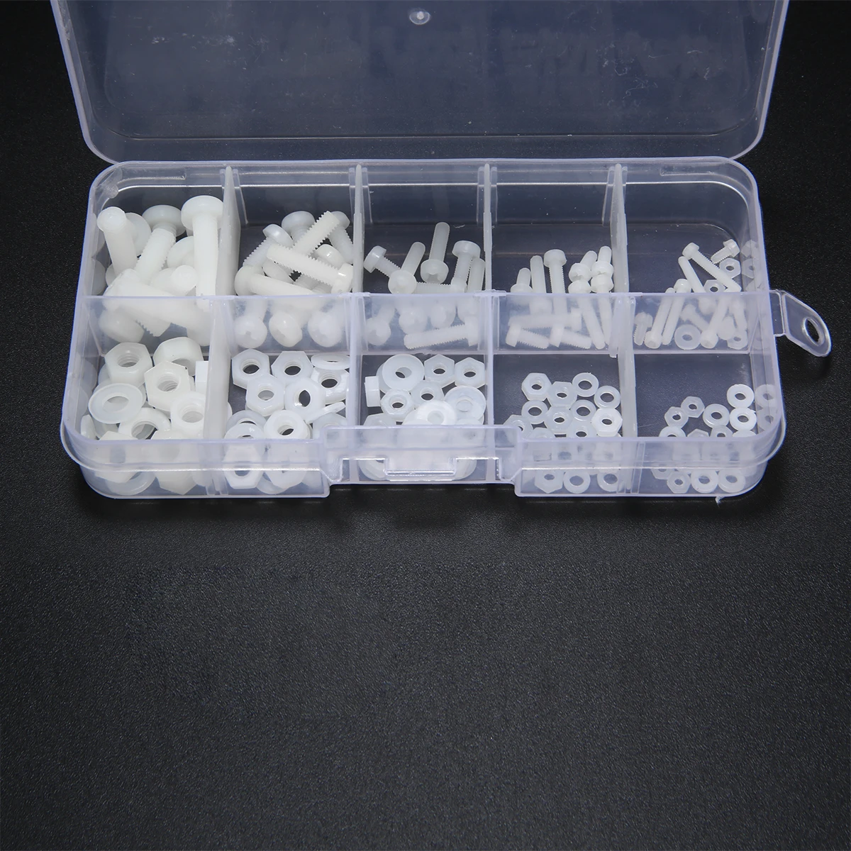 150pcs White Nylon Hex Screw M2 M2.5 M3 M4 M5 Bolt Nut Standoff Spacer Kit with Plastic Box Corrosion Resistant