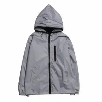 

Reflective Jacket 3M Men's Waterproof Cycling Motorcycle Night Safe Coat Hoodie