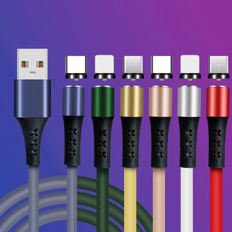 

KAIQISJ LED Light Liquid Silicone Magnetic Cable Fast Charging Micro USB Type C Phone Magnet Android Data For iPhone For XiaoMi
