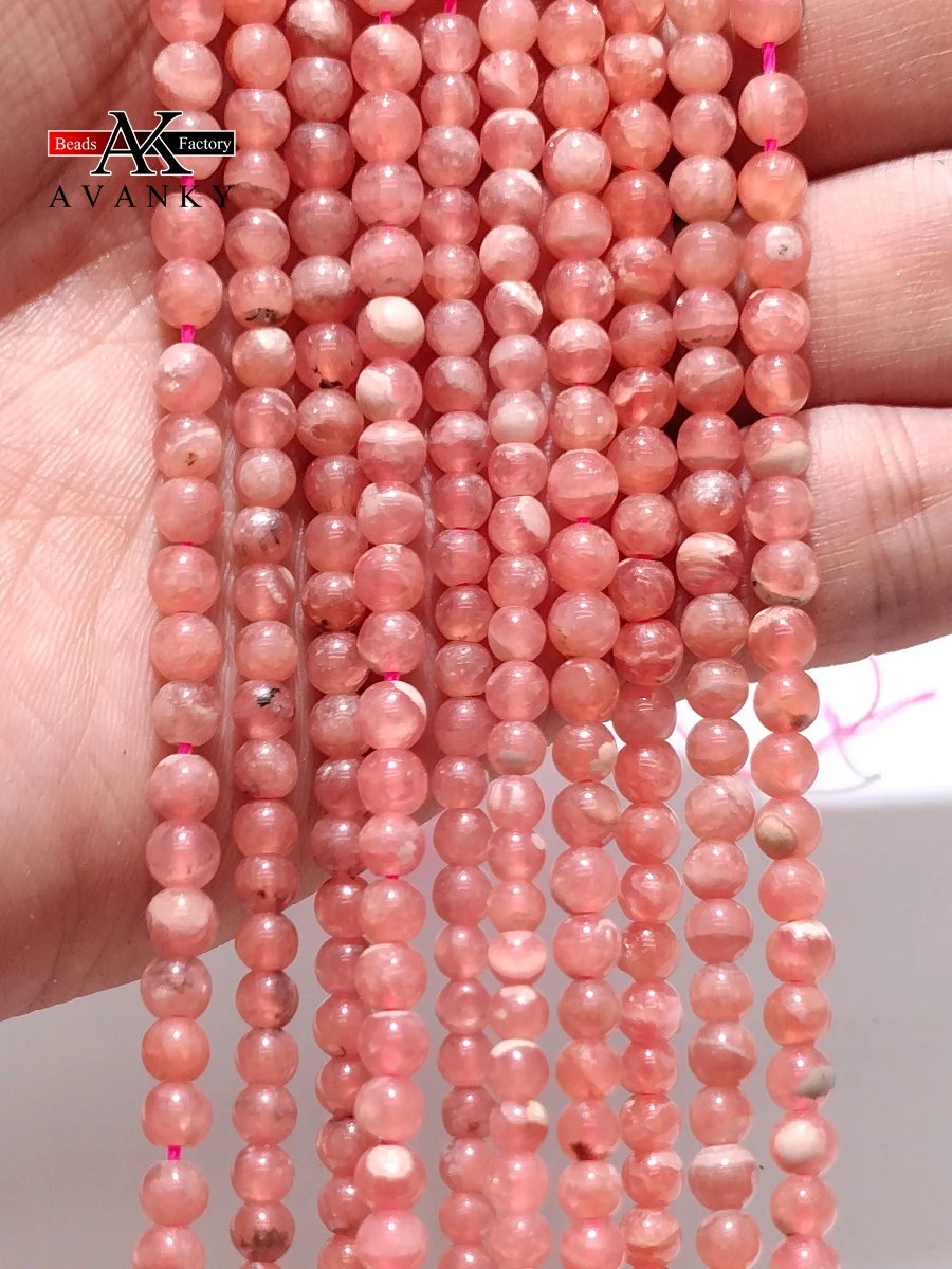 

3A Natural GemStones Round Rhodochrosite Angel Beads 15 Inches Select Size 2 3 4 5MM Jewelry For Bracelet Necklace Making