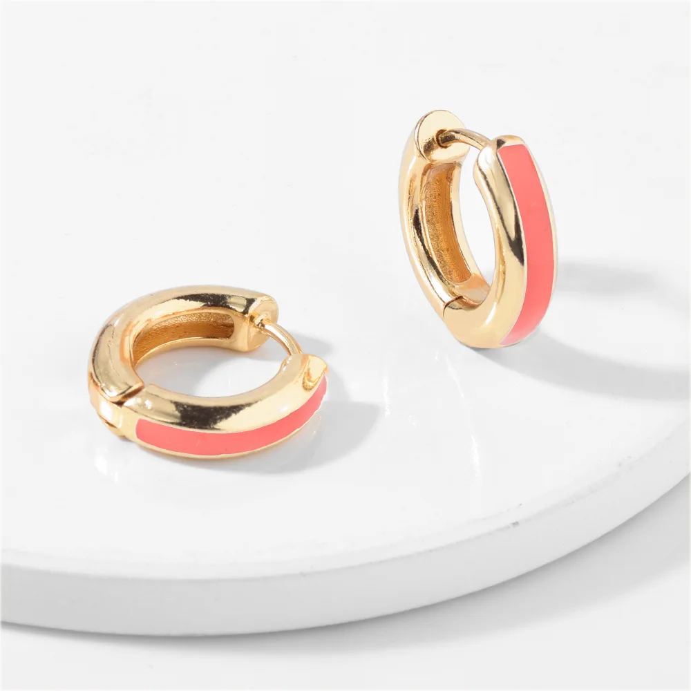 Newest Trendy Ear Hoops Earrings for Women Luxury Enamel Small Circle Round Huggie Earrings Maxi Gold Brincos Jewelry Gifts