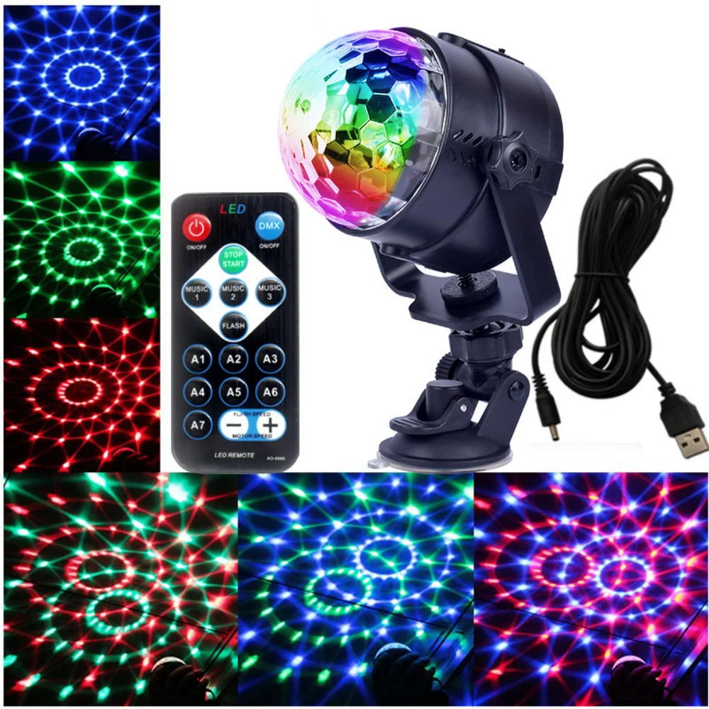 

Party Lights DJ Light Disco Ball Light Mini USB LED Bar Stage Lighting RGB Sound Activated DJ Projector for Car Home KTV Xmas