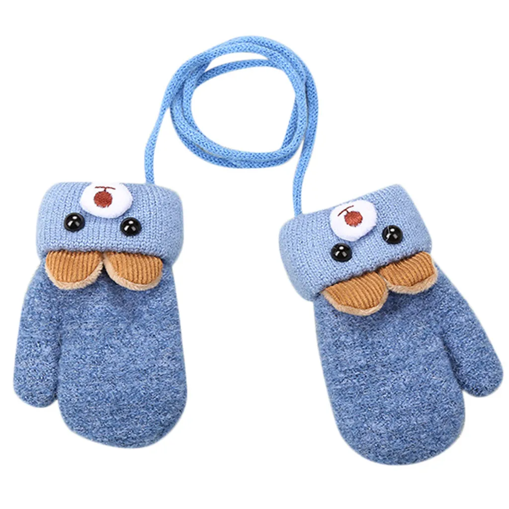 

Toddler Baby Girls Boys Bear Ears Winter Patchwork Keep Warm Mittens Gloves Cute Baby Gloves Protection Face Newborn Adjustable