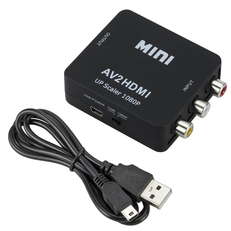 MINI RCA AV to HDMI Converter High Quality HD 1080P AV 2 HDMI Adapter For TV X box PS4 PC DVD Projector AV To HDMI Converter