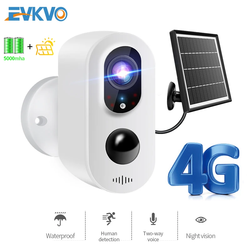 

3MP Solar Camera 4G SIM Surveillance Mini IP Camera with Solar Panel Power Charging Rechargeable Battery Security Home CCTV Cam