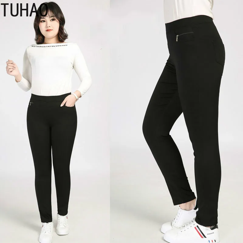 TUHAO Plus Size 9xl 8xl 7xl 6xl Women's Pencil Pants Women Casual Capris Black Color Female Palazzo Pants Formal Trousers TUHAO Plus Size 9xl 8xl 7xl 6xl Women's Pencil Pants Women Casual Capris Black Color Female Palazzo Pants Formal Trousers