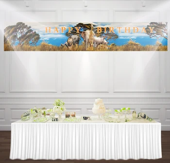 

9.8x1.5ft Tropical African Forest Jungle Safari Scenic Backdrop Banner realistic Animals Lion Elephant Photo Background BN-1040