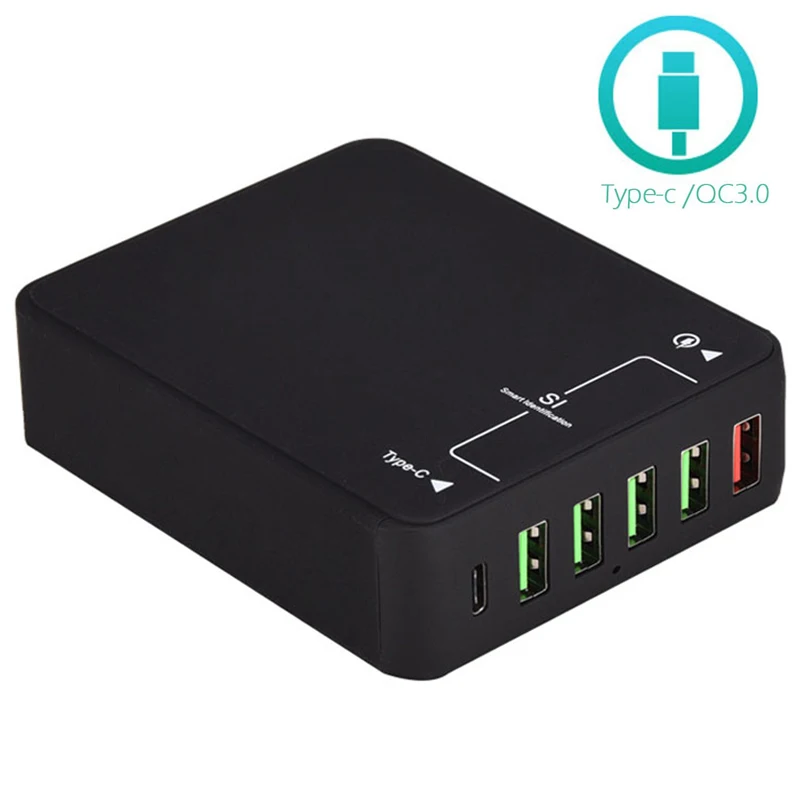 

Universal QC 3.0 Technology Type-C 6 Port USB Phone Charger Desktop Travel Wall Charger Adapter for iphone samsung xiaomi huawei