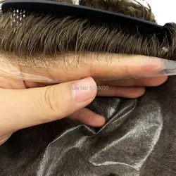 В наличии тонкая кожа полиуретановый парик Мужские человеческие волосы инъекции кожи парик дешевая замена волос мужской кудрявый парик