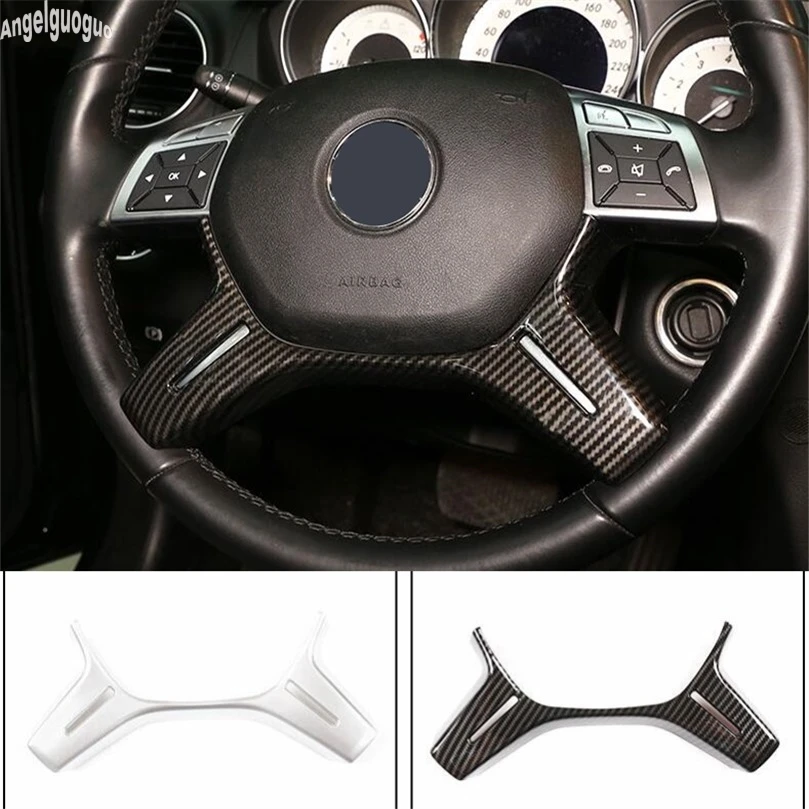 Chrome Carbon Fiber For Mercedes Benz ML GL E C class W204 W212 X166 W166 Car Steering Wheel Decoration Sequin Button Cover Trim